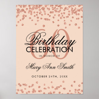Poster Rose Gold 60e anniversaire Parties scintillant Con