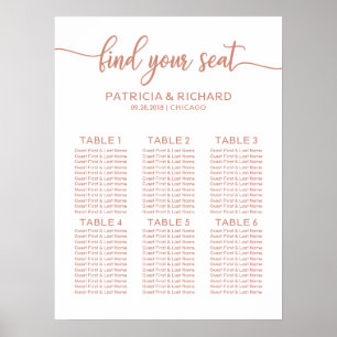 Poster Rose Gold 6 Tables Mariage Sièges Graphique