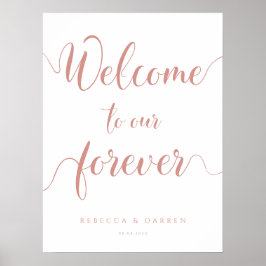 Poster Rose Gold Bienvenue à notre Forever Mariage Sign