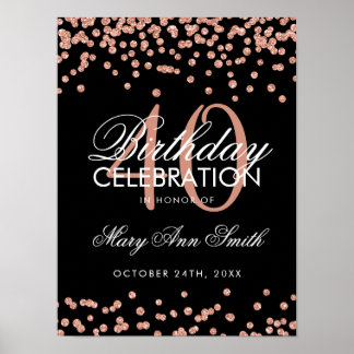 Poster Rose Gold Black 40e anniversaire Parties scintilla