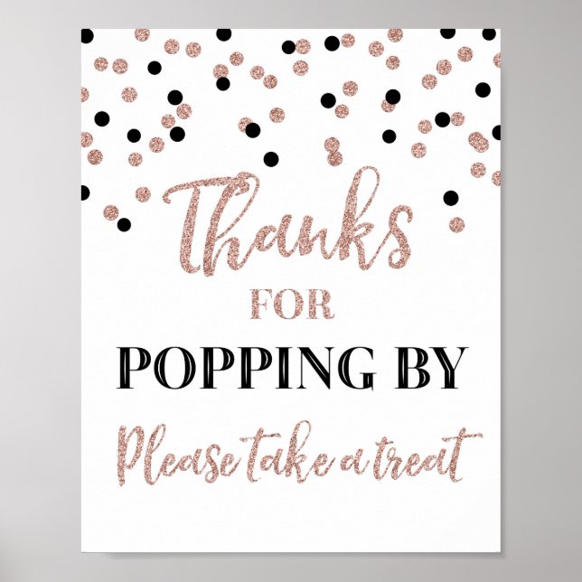 Poster Rose Gold Black Confetti Merci Population Par Sign (Devant)