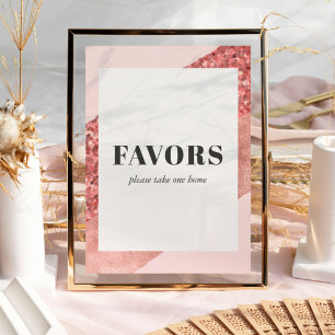 Poster Rose Gold, Blush & Sequin Fête des mariées Faveurs