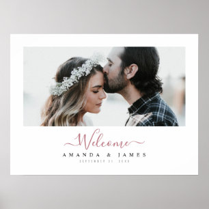 Poster Rose Gold Chic Photo de Mariage Horizontale de Bie
