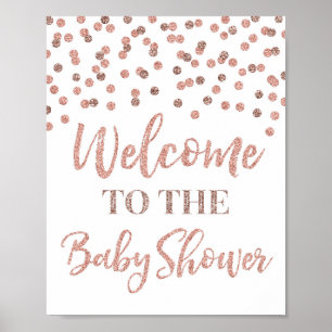 Poster Rose Gold Confetti Bienvenue au Baby shower