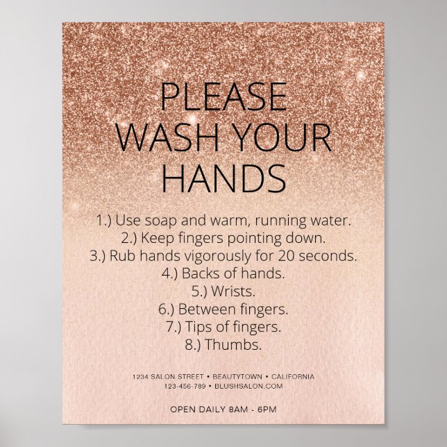 Poster Rose Gold Covid Health Safety Parties scintillant  (Devant)