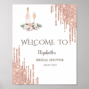 Poster Rose Gold Drips Brunch & Bubbly Enterrement de jeu