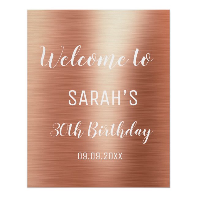 Poster Rose Gold Elegant N'importe quel âge 30e anniversa (Devant)