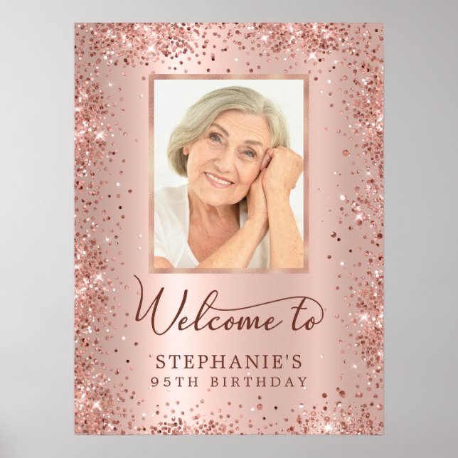 Poster Rose Gold Foil Parties scintillant 95e anniversair (Devant)