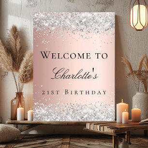 Poster Rose gold fuchsia pour anniversaire bienvenue