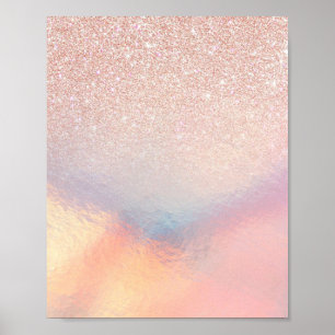 Poster Rose Gold Glitter Iridescent Holographic Gradient