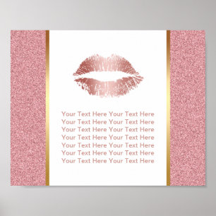 Poster Rose Gold Lips Faux Parties scintillant évènement 