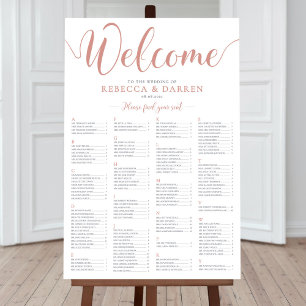 Poster Rose Gold Mariage Sièges Graphique Alphabétique