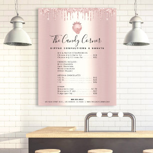 Poster Rose Gold Parties scintillant Drives Dessert Menu 