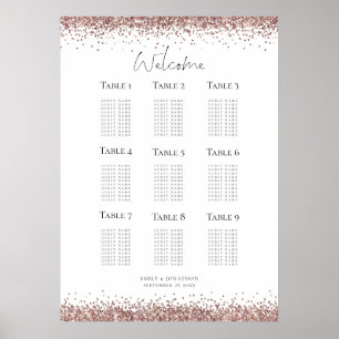 Poster Rose Gold Parties scintillant Script Welcome Seati