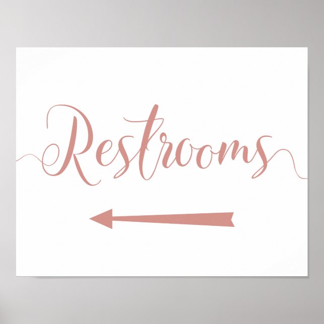 Poster Rose Gold Rétrooms Signer Flèche Gauche Directions (Devant)