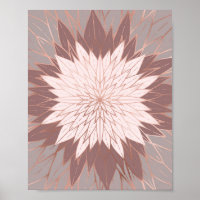 Rose Gold Rose Mauve Main dessinée Flower Art