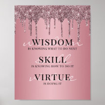 Rose Gold Rose Pailleté Citation Motivationnelle