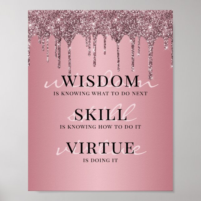 Poster Rose Gold Rose Parties scintillant Drives Motivati (Devant)