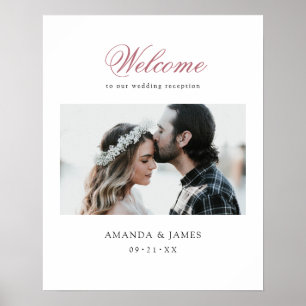 Poster Rose Gold Script Photo Wedding Reception Welcome