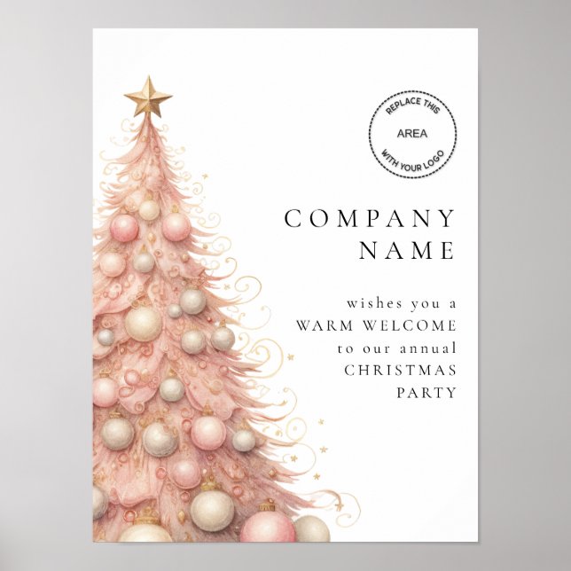 Poster Rose Gold Tree Bienvenue personnel Noël du logo (Devant)