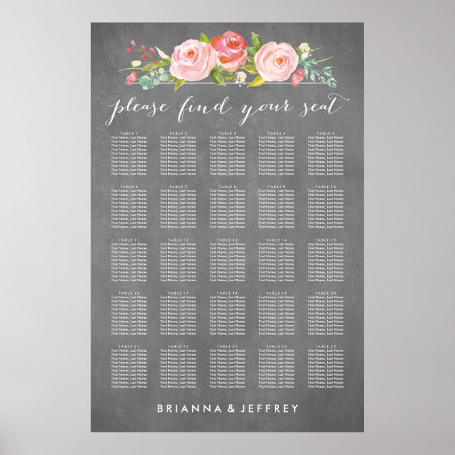 Poster Rose Jardin Floral Mariage Sein Graphique (Devant)