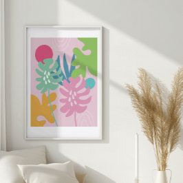 Poster Rose moderne floral tropical abstrait art simple