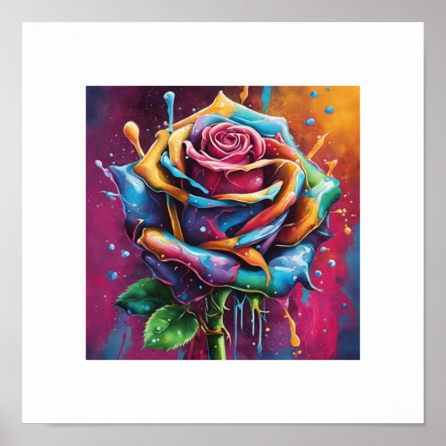 Poster Rose multicolore (Devant)