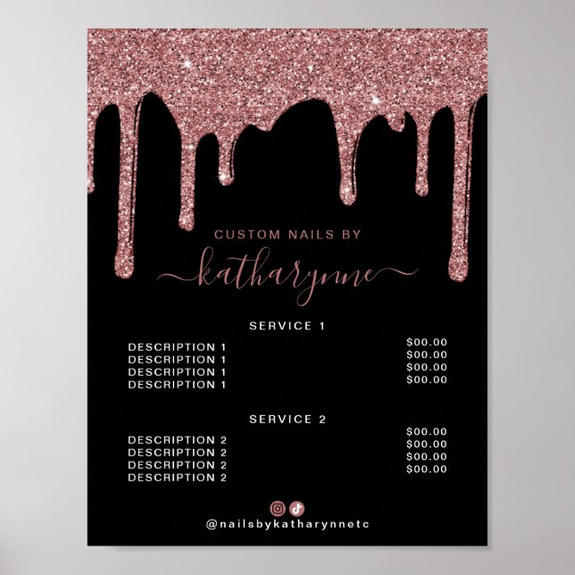 Poster Rose noir  or étincelle Parties scintillant de séc (Devant)
