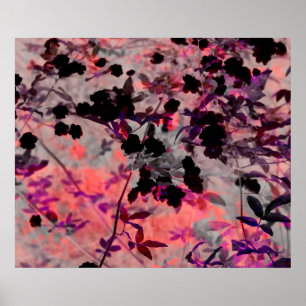 Poster Rose noir romantique asiatique style fleur motif a