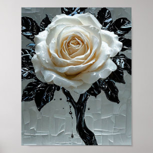 Poster Rose noire et blanche