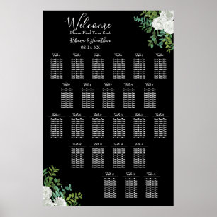 Poster Rose noire et blanche Mariage gothique 24 Seating 