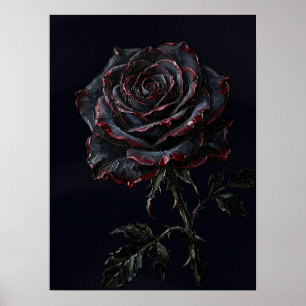 Poster Rose noire — Impasto botanique gothique