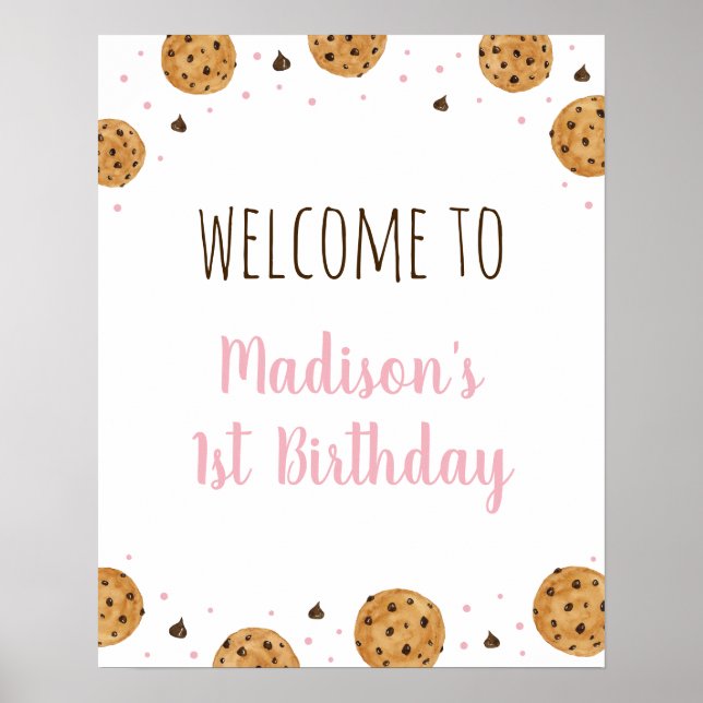 Poster Rose One Sweet Cookie Premier anniversaire Bienven (Devant)