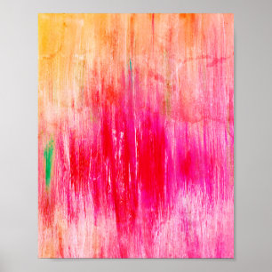 Poster Rose Orange Girly Art Moderne Neon tendance