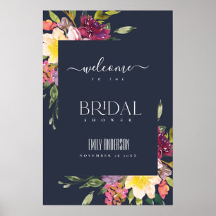 POSTER ROSE PÂLE JAUNE NAVY BOURGOGNE FLORAL MARIAGE 