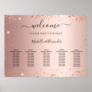 Poster Rose parties scintillant en or mariage