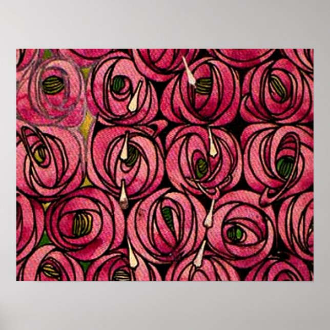 Poster Rose, peinture fine art de Charles Mackintosh (Devant)