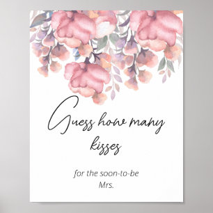 Poster Rose Poussiéreux Floral combien de baisers enterre