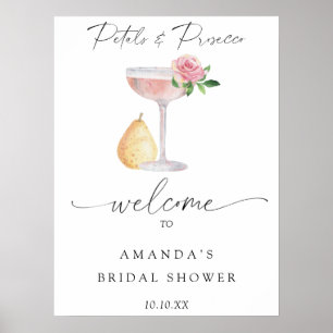 Poster Rose Prosecco bienvenue fête de la douche nuptiale