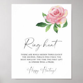 Poster Rose - Ring chasse nuptiale jeu de douche
