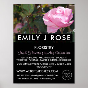 Poster Rose rose, fleuriste, fleuriste publicité