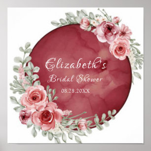 Poster Rose Rose Pâle Chic Pivoine Pérenne Shower Nuptial