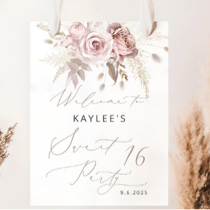 Poster Rose rose pâle rose pâle 16 Anniversaire Bienvenue