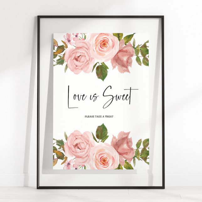 Poster Rose Rose Rose Blush Floral Mariage L'amour est do (Créateur téléchargé)