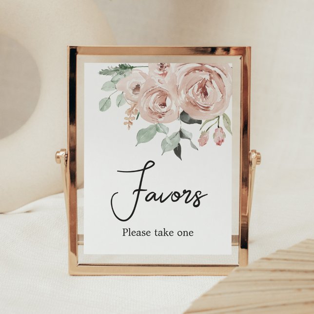 Poster Rose rose rousse C'est une fille Baby shower Faveu (It's a Girl Dusty Pink Rose Baby Shower Favors Sign)