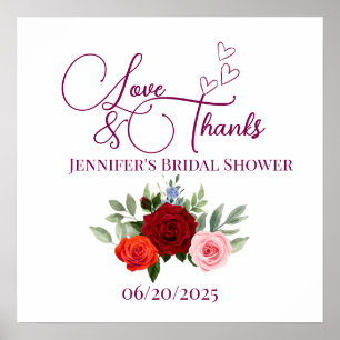 Poster Rose rouge minimaliste amour et merci nuptiale