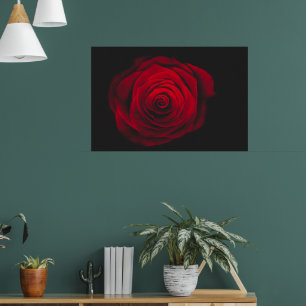 Poster Rose rouge sur fond noir effet vintage