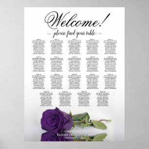 Poster Rose Royale Pourpre 19 Plan de Table de Mariage