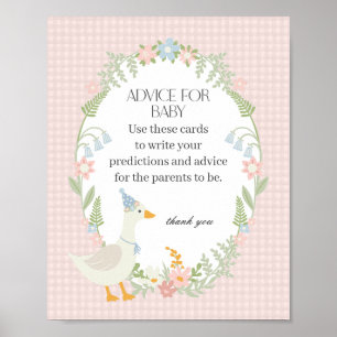 Poster Rose Silly Goose Floral En vichy Conseils pour béb