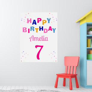 Poster Rose Stars Girl Joyeux anniversaire